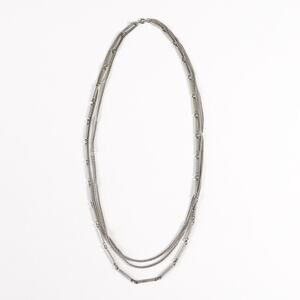 Stainless Steel Threaded Bar Cuban Chain Link Necklace Metal Jewelry Silver